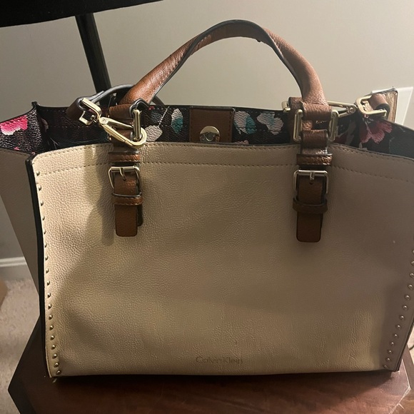 Calvin Klein Cream and Brown Tote Bag - Picture 3 of 4